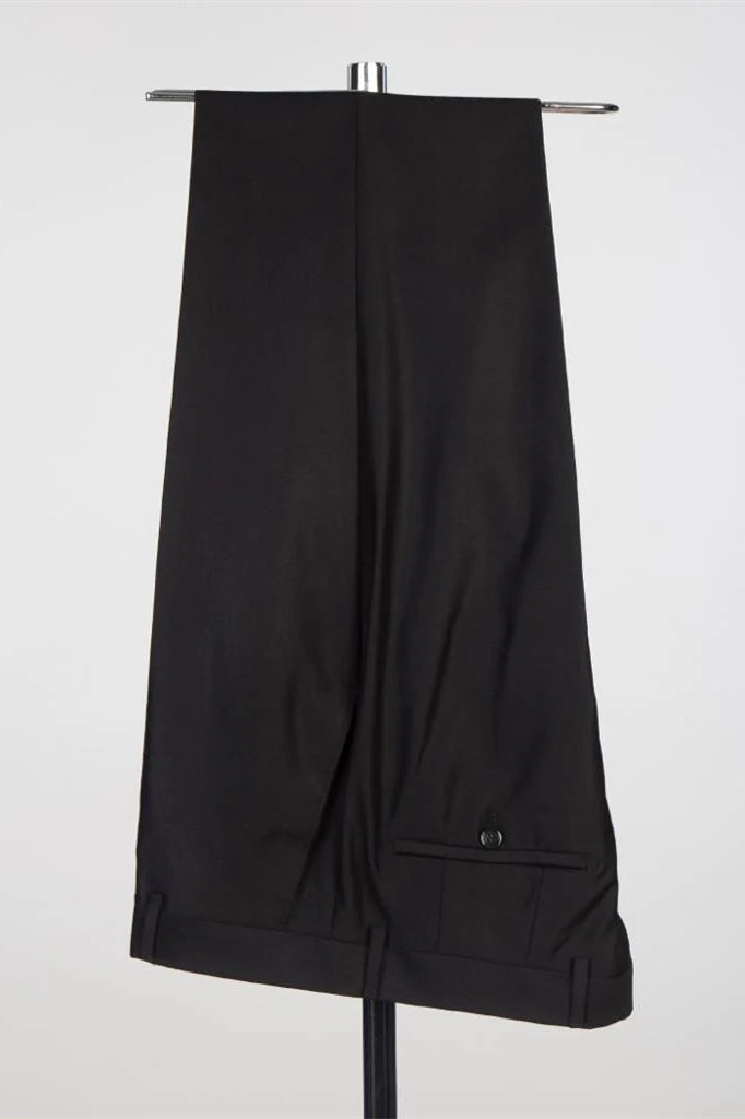 Black Peaked Lapel Double-Breasted Prom Suit with Gold Beading