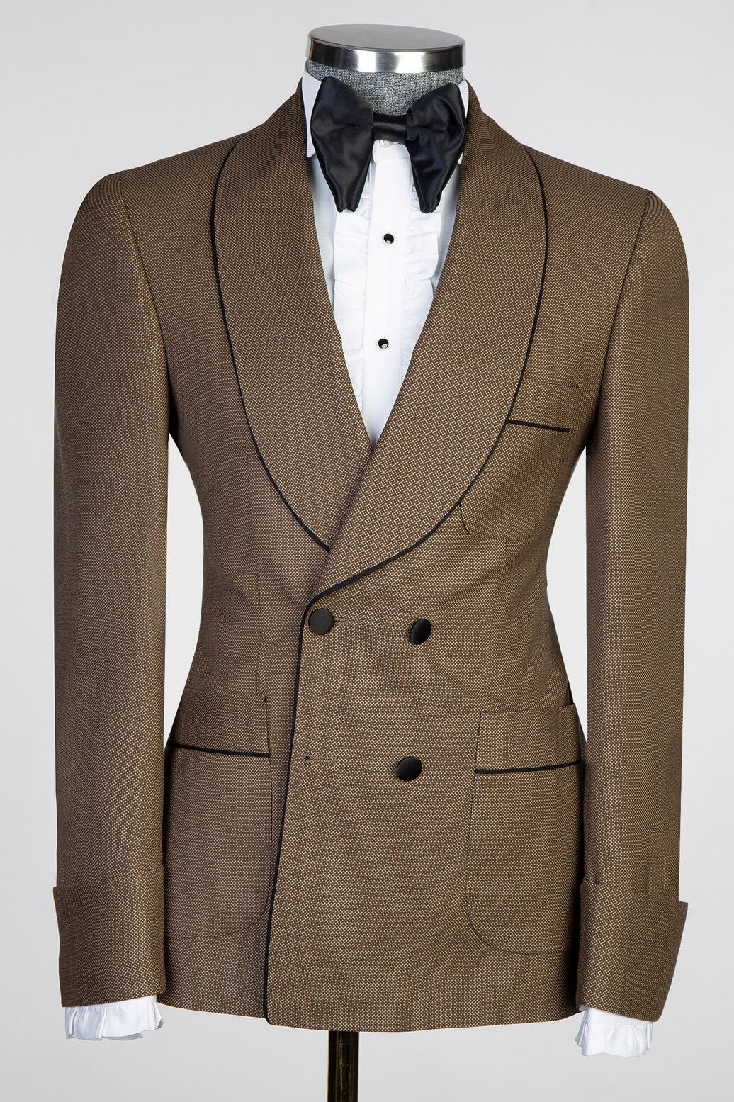 Golden Brown Formal Suit with Black Sash for Wedding