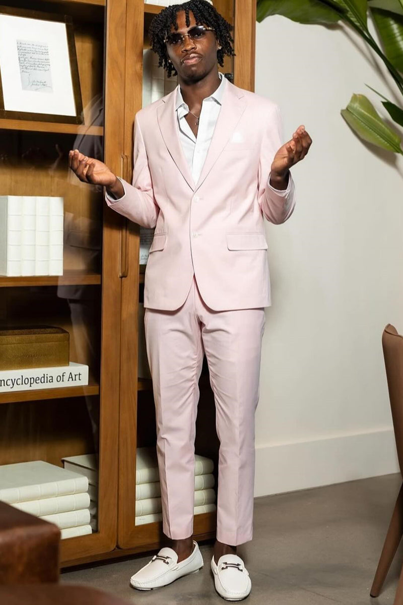 Pearl Pink Notched Lapel Bespoke Prom Suit