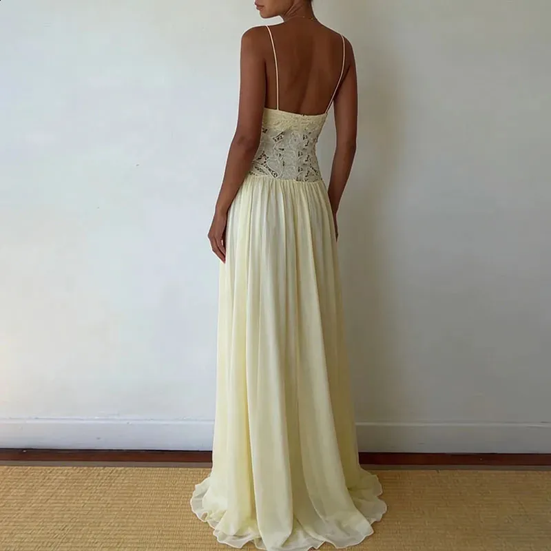 Romantic Daffodil Halter Sweetheart Sleeveless Chiffon Prom Dresses Floor Length With Lace-Up Back