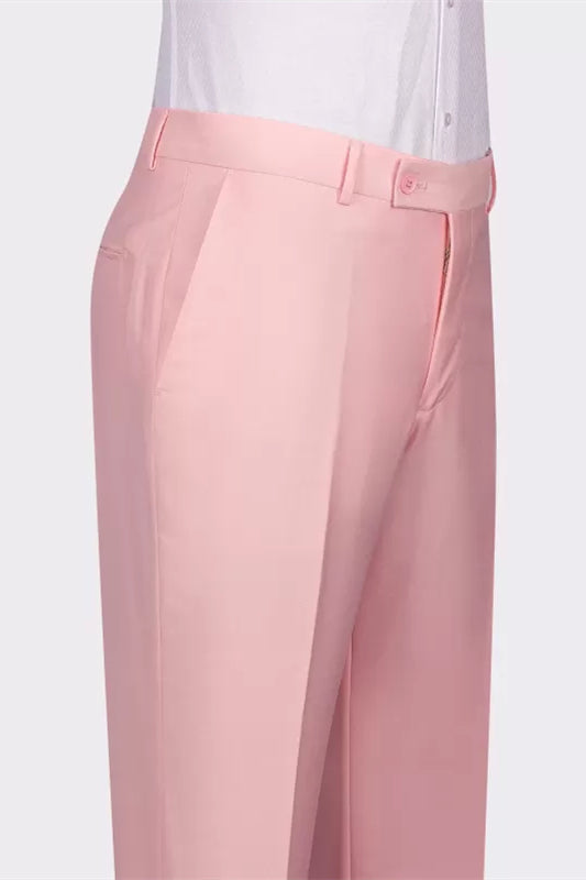 Fancy Pink Shawl Lapel Double-Breasted Wedding Suit