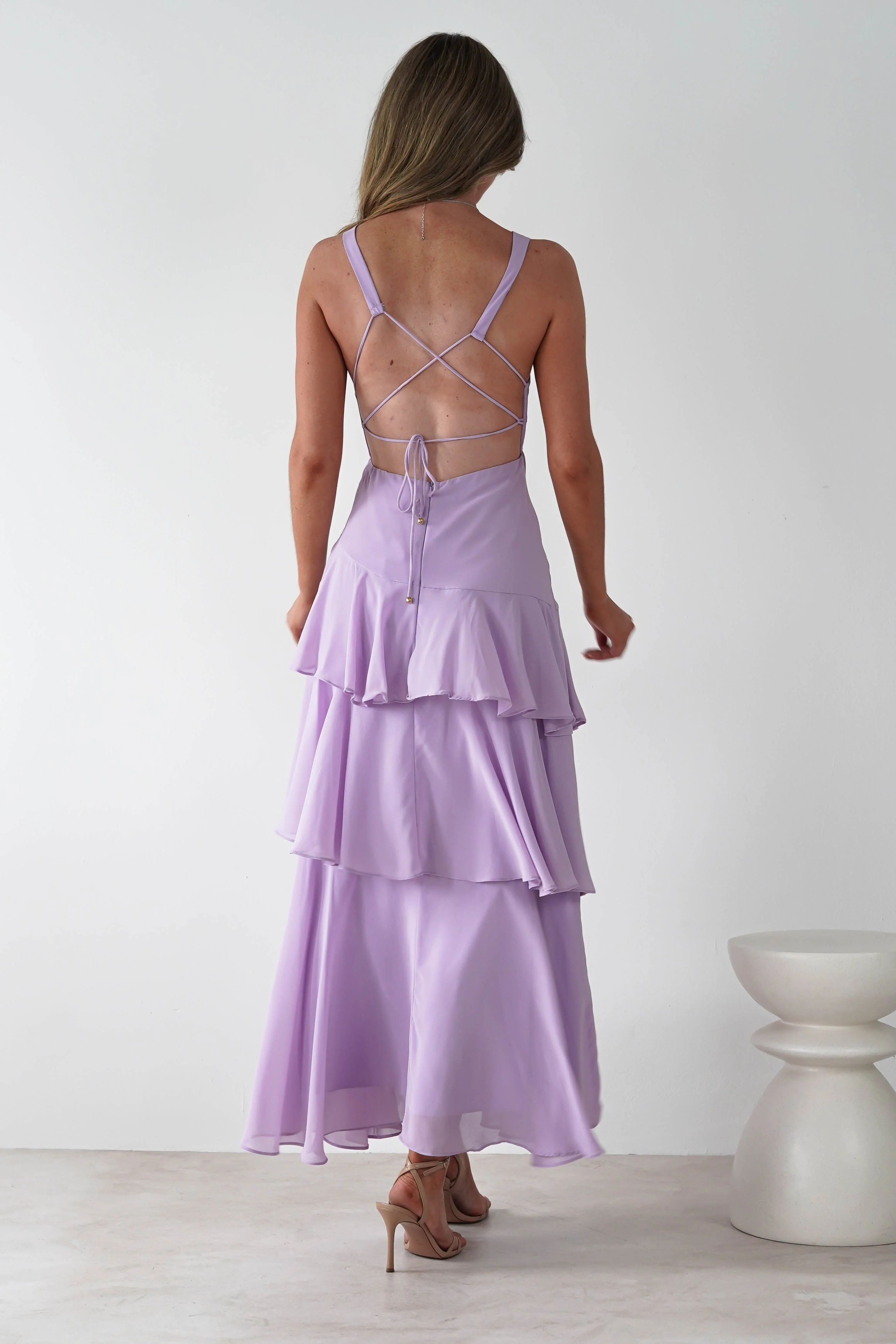 Timeless Lilac V-Neck Spaghetti-Straps Sleeveless Prom Dresses Backless With Pleats