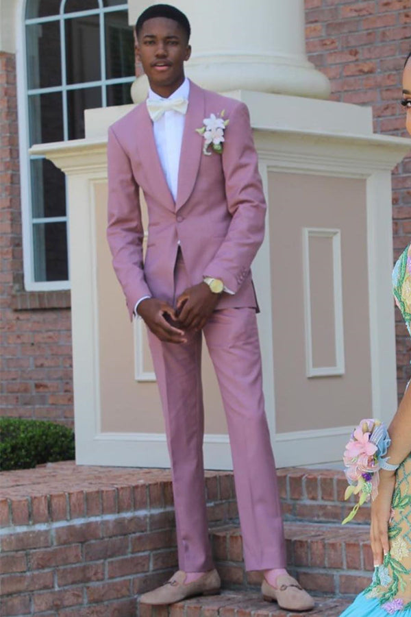Lilac Shawl Lapel One-Button Prom Suit