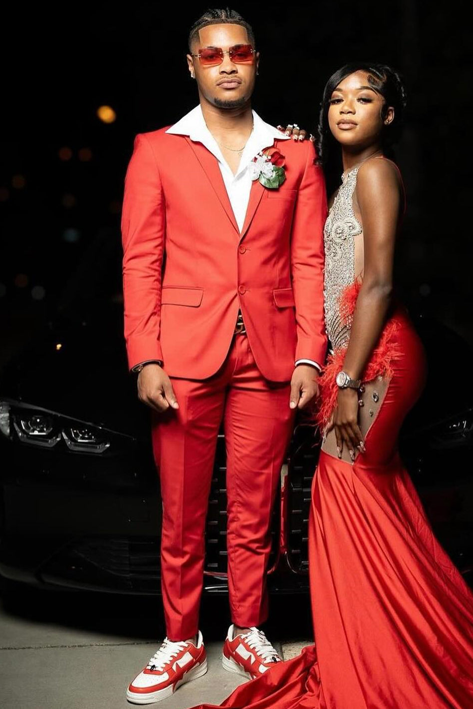 Coral Peaked Lapel New Arrival Prom Suit