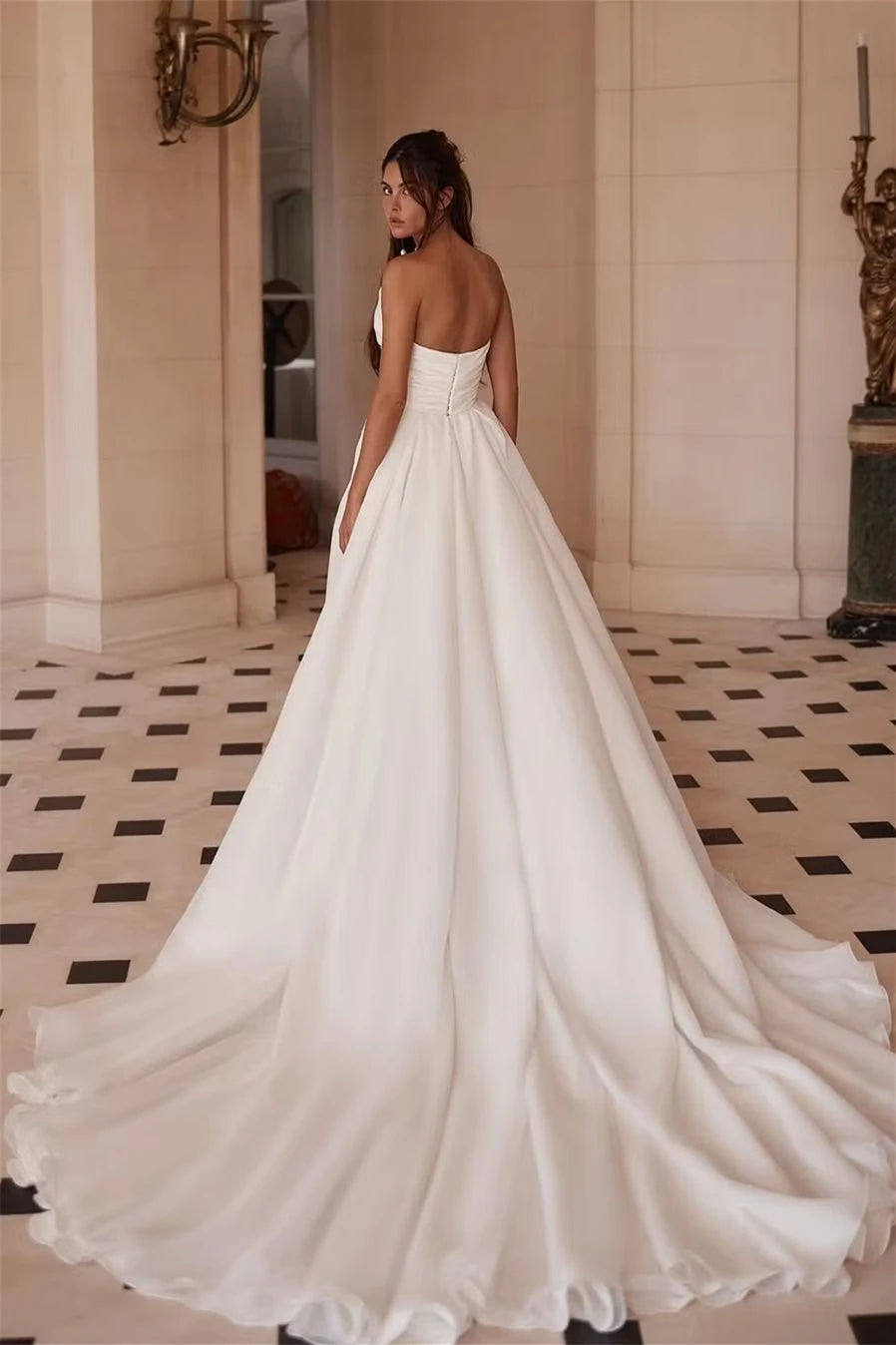 Timeless Sweetheart Strapless Sleeveless Satin Prom Dresses High Split With Zipper Pleats