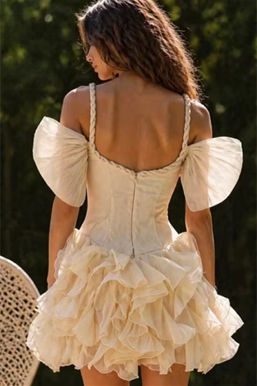 Glamorous Sweetheart Straps Off The Shoulder Homecoming Dresses Mini With Zipper Pleats