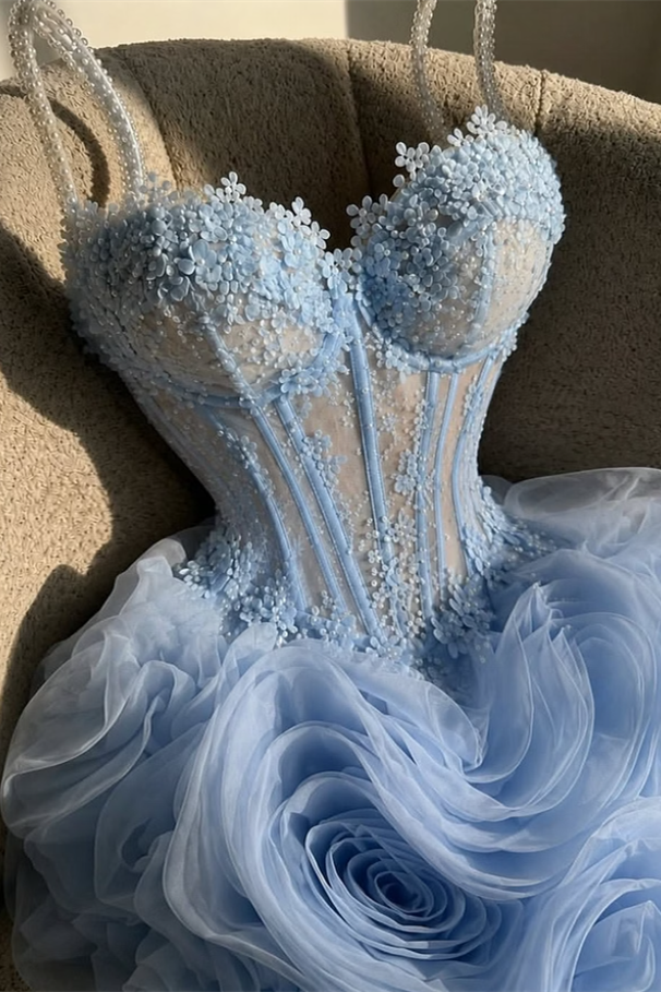 Dazzling Sky Blue Sweetheart Straps Sleeveless Homecoming Dresses Mini With Beads Pleats
