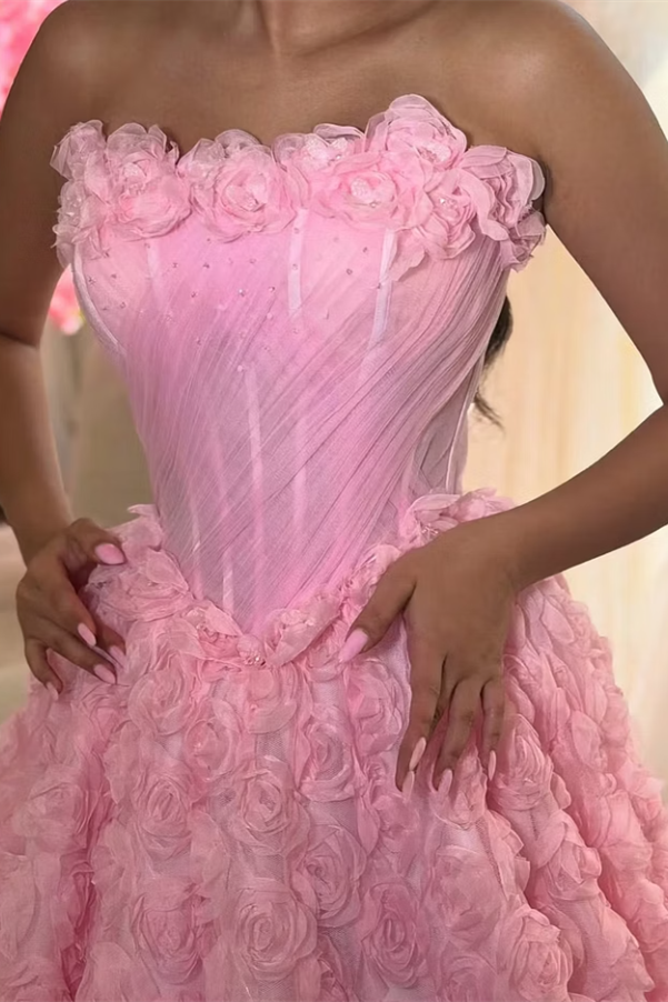 Unique Dusty Pink Strapless Sleeveless A-Line Prom Dresses Floor Length With Pleats