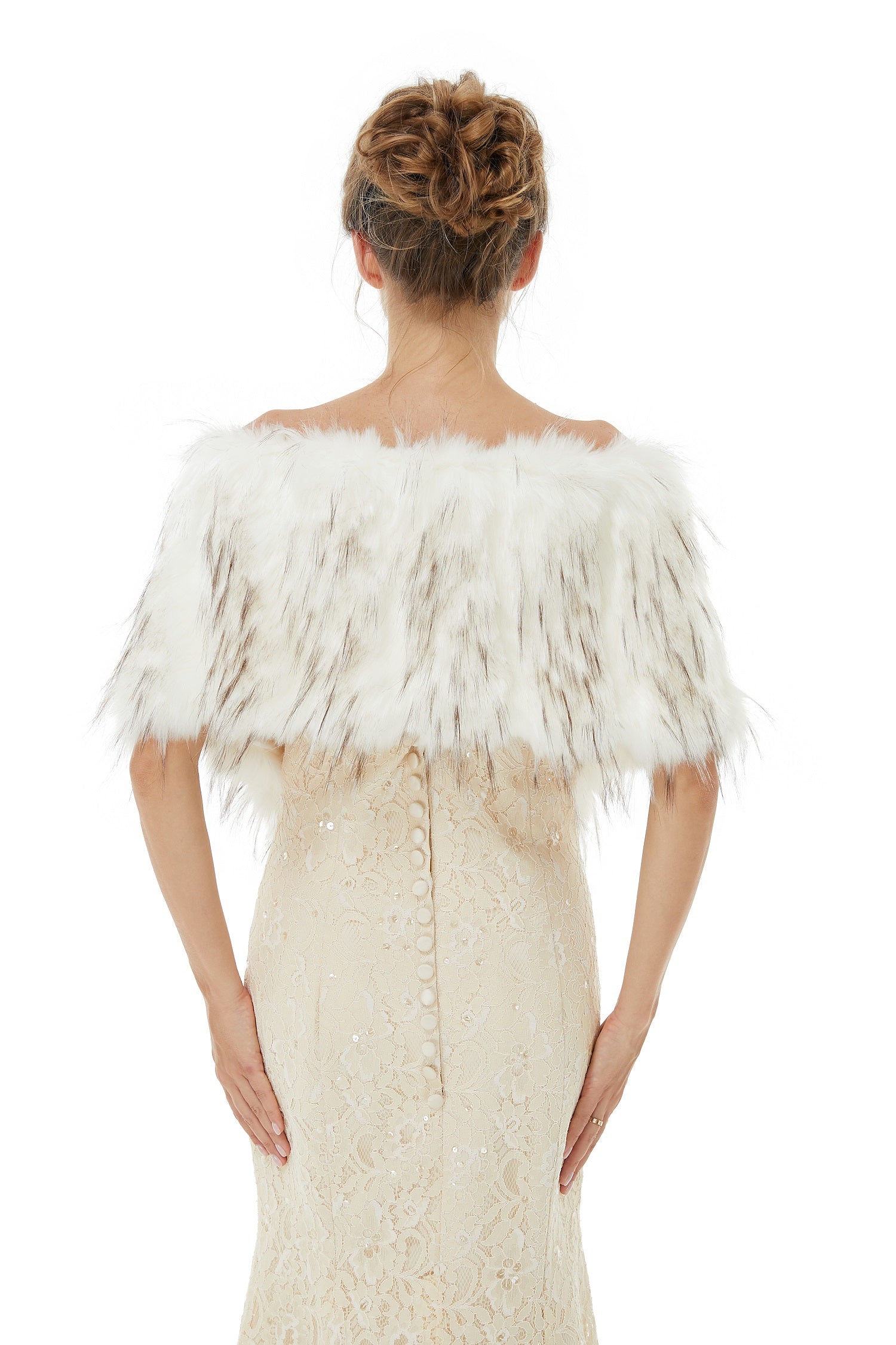 Adia - Winter Faux Fur Wedding Wrap-showprettydress