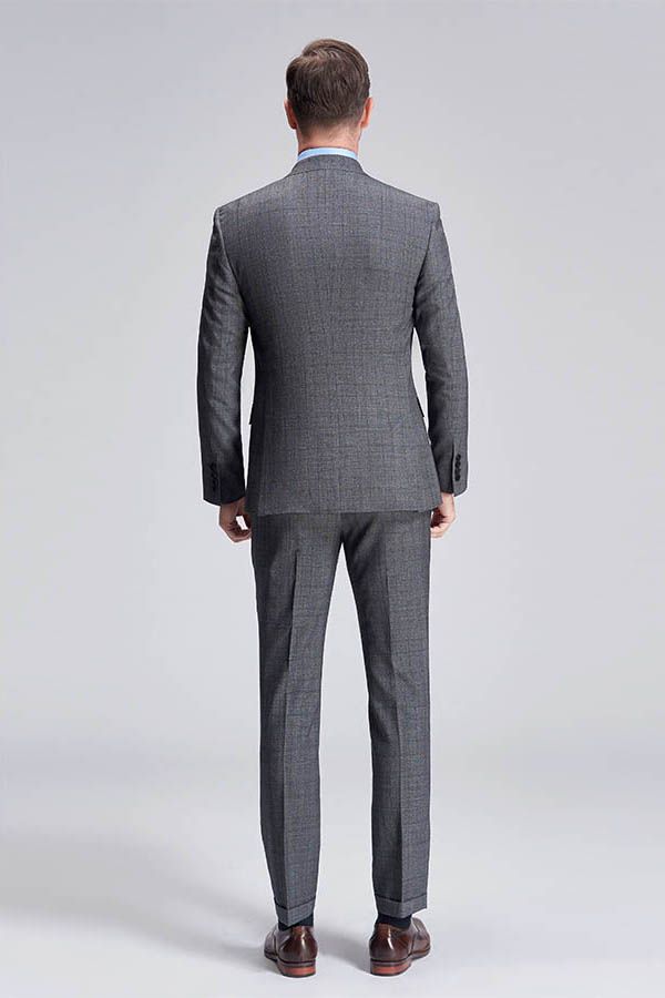 Advanced Grey Plaid Mens Suits for Business Peak Lapel Bespoke Suits for Men Sale-showprettydress