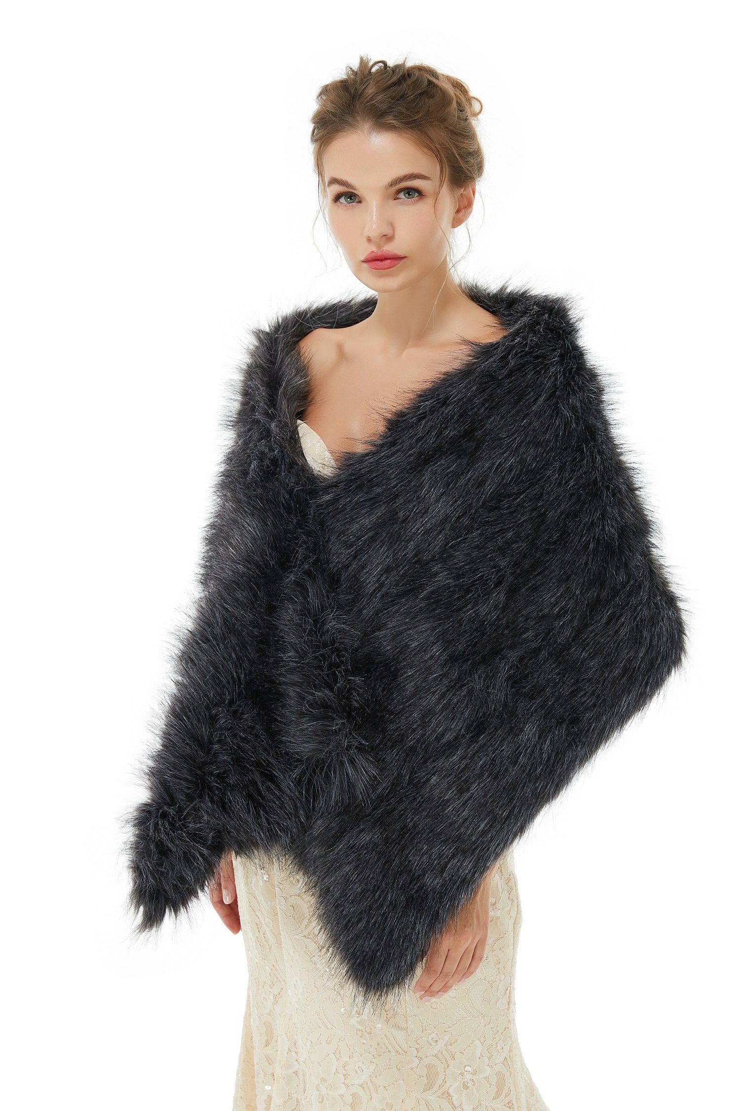 Alice- Winter Faux Fur Wedding Wrap-showprettydress
