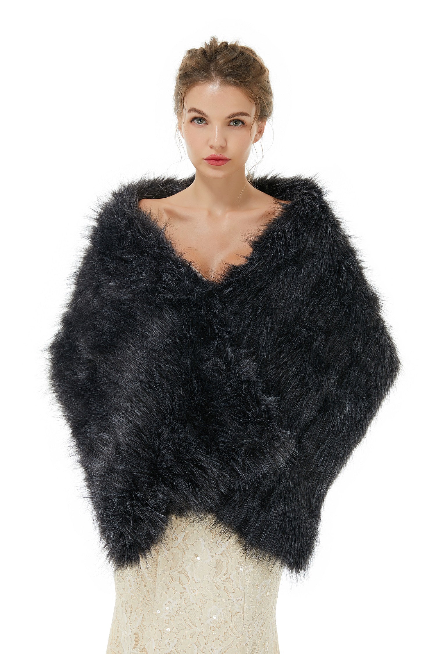 Alice- Winter Faux Fur Wedding Wrap-showprettydress