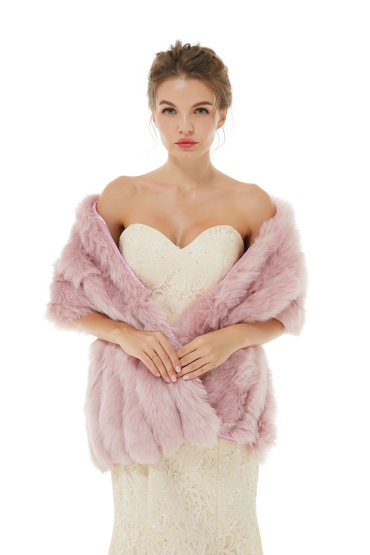 Alyssa- Winter Faux Fur Wedding Wrap-showprettydress
