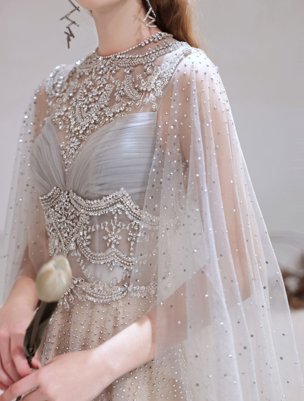 Amazing Evening Dress Light Grey A Line Jewel Neck Floor Length Sleeveless Zipper Social Party Dresses Pageant Dress-showprettydress