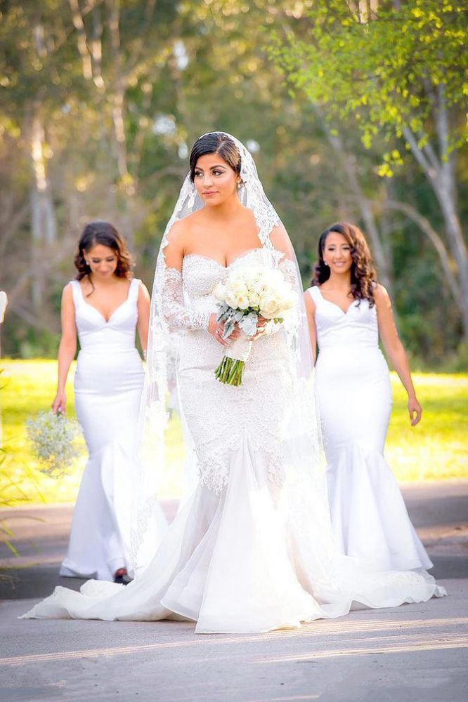 Amazing Sweetheart Lace Mermaid Pearls Zipper Wedding Dress-showprettydress