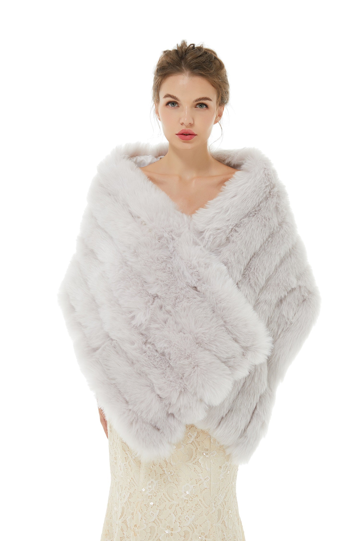 Amelia - Winter Faux Fur Wedding Wrap-showprettydress