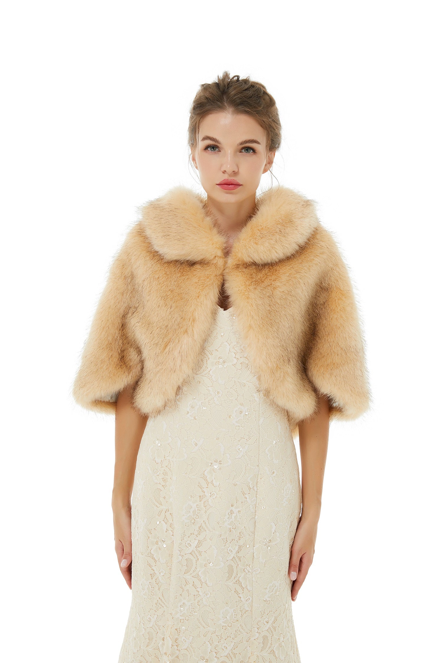 Amy - Winter Faux Fur Wedding Wrap-showprettydress