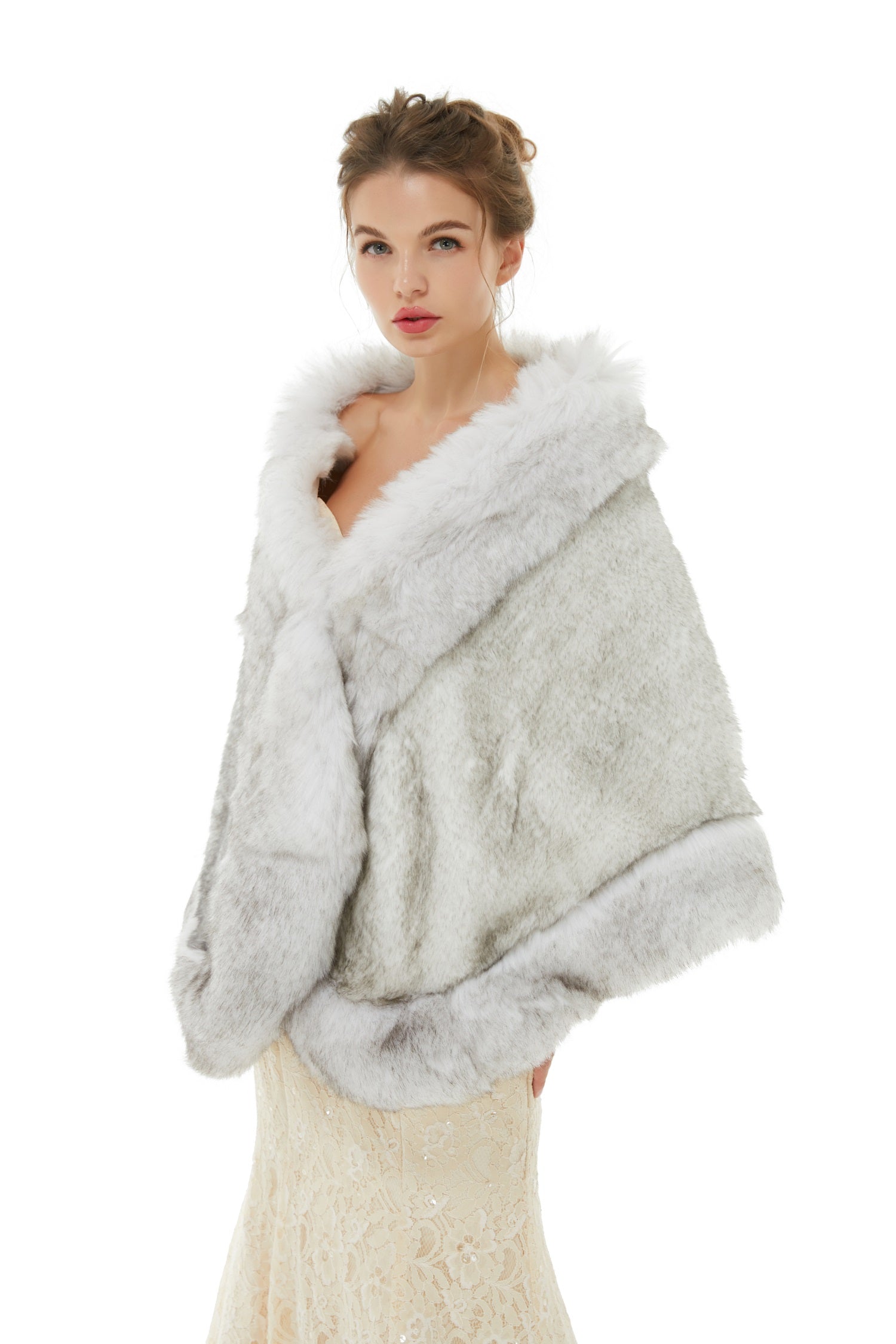 Angelina - Winter Faux Fur Wedding Wrap-showprettydress