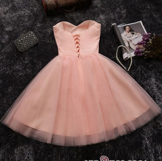 Beads Sequins Short Homecoming Dresses Sweetheart Coral Pink Hoco Dress-showprettydress