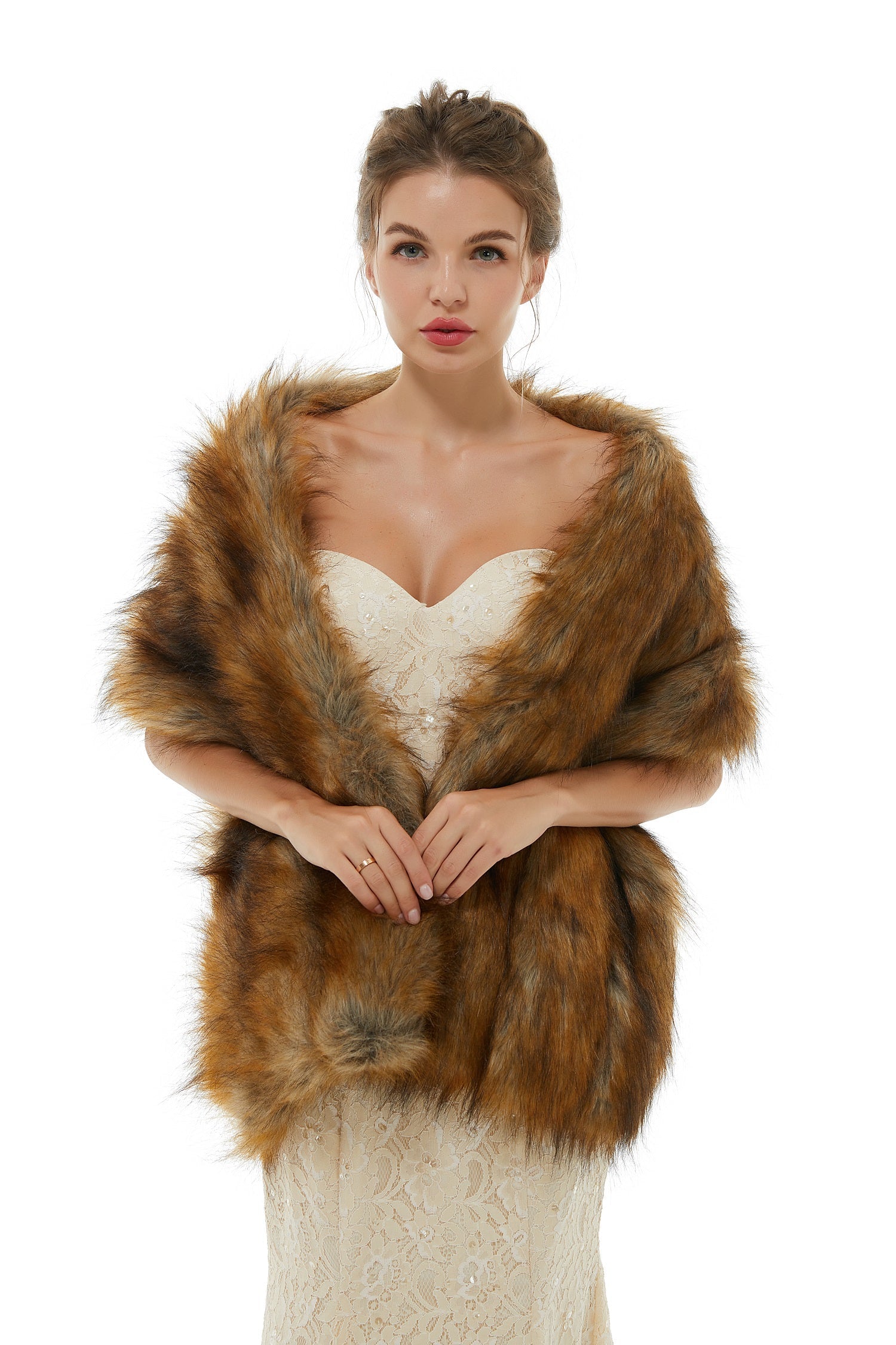 Beatrice - Winter Faux Fur Wedding Wrap-showprettydress