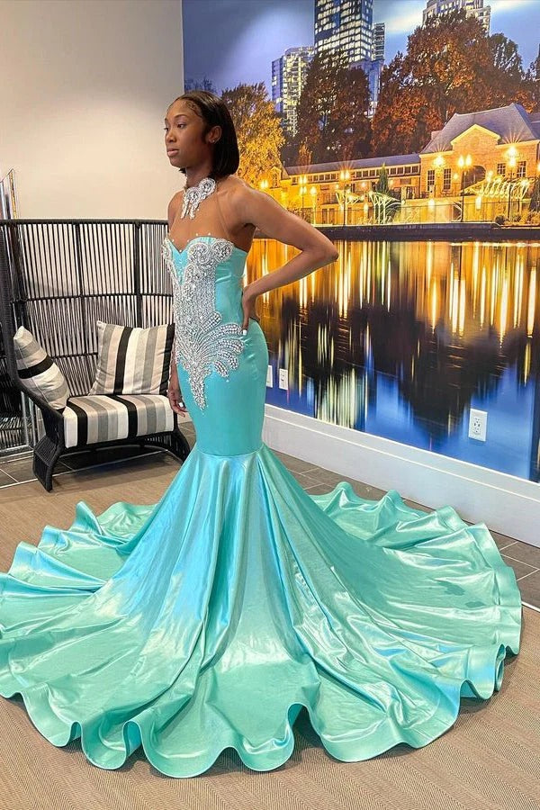 Beautiful Long Mermaid High-neck Sweetheart Sleeveless Prom Dress With Beautiful Long Mermaid High-neck Sweetheart Sleeveless Prom Dress With