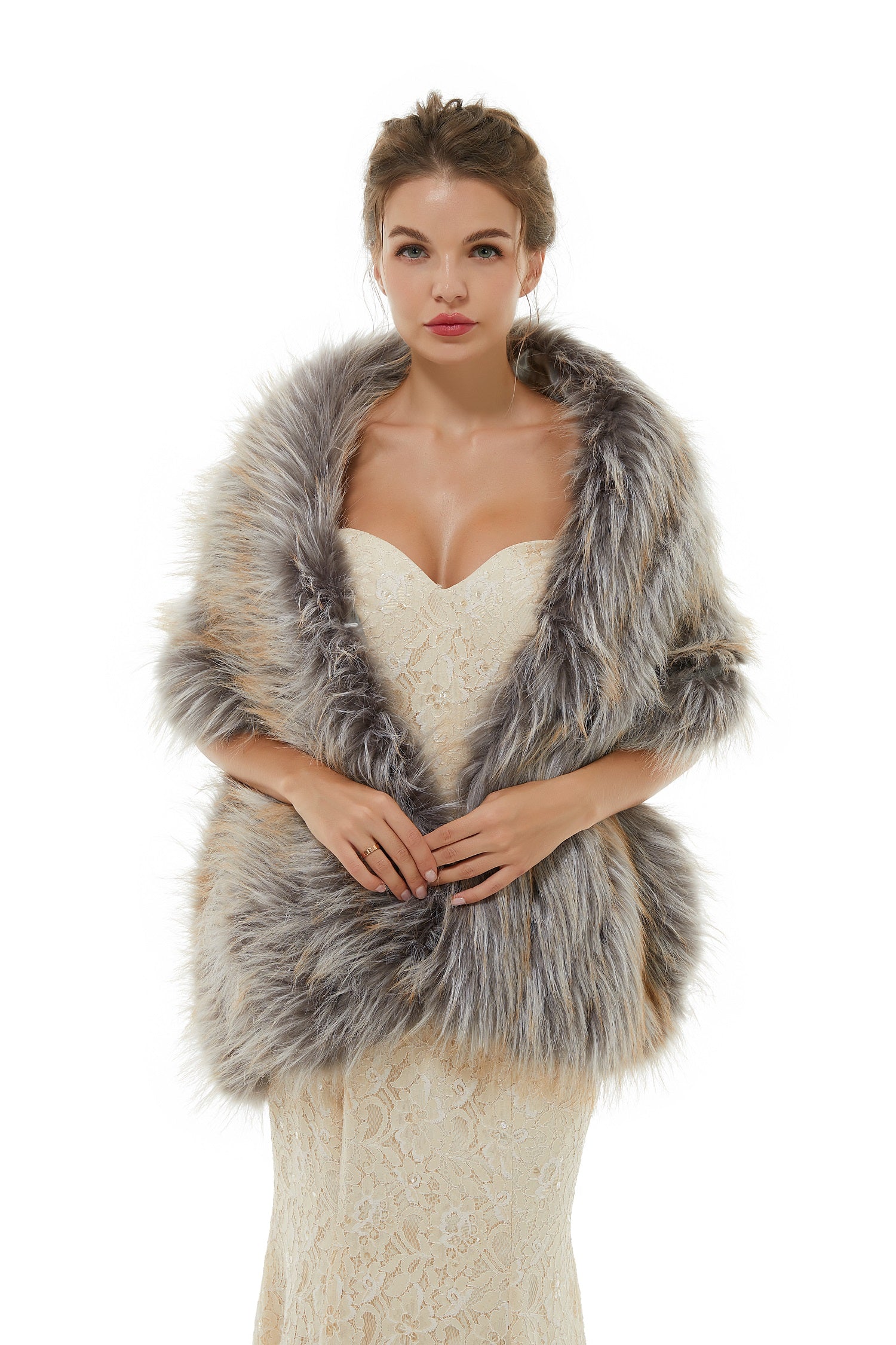 Belinda - Winter Faux Fur Wedding Wrap-showprettydress