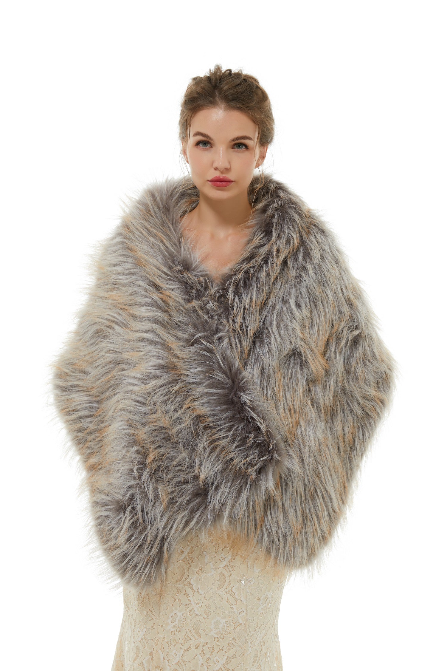 Belinda - Winter Faux Fur Wedding Wrap-showprettydress