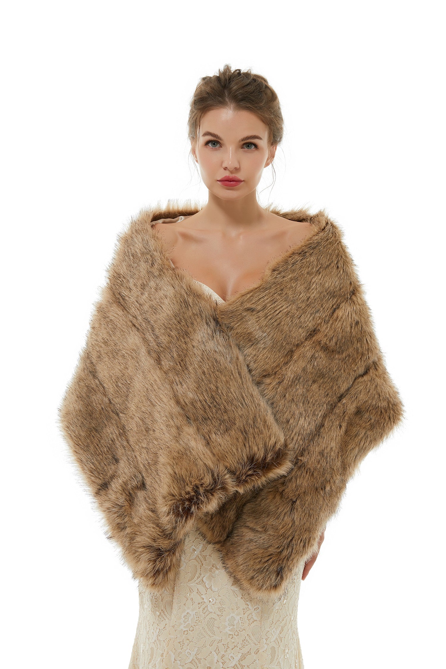 Bency - Winter Faux Fur Wedding Wrap-showprettydress