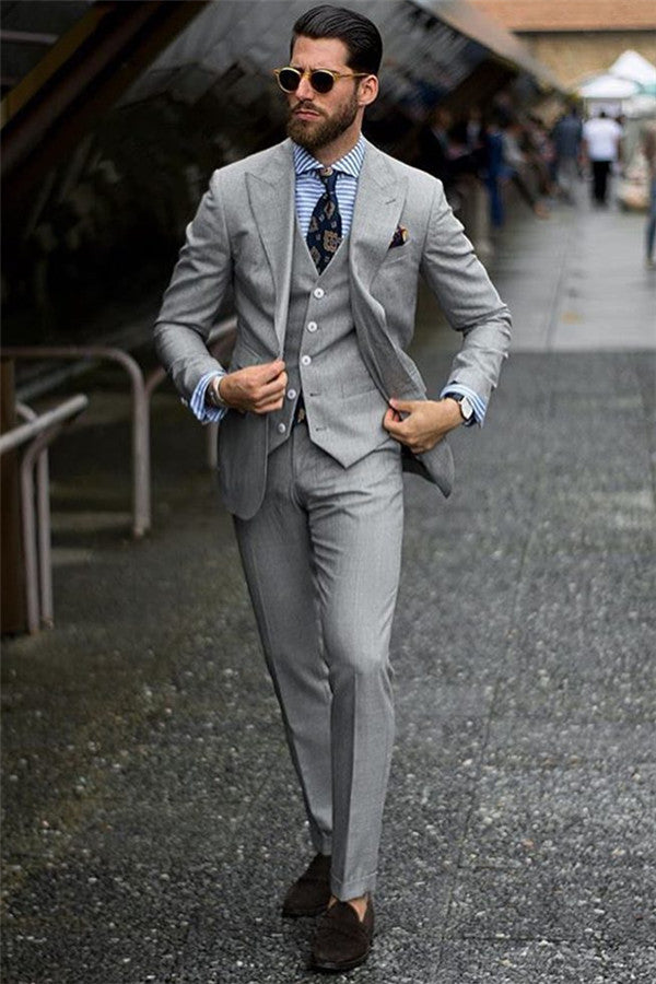 formal dress suit Bespoke Formal Mens Suits Regular Grey Three-Piece Business Suits