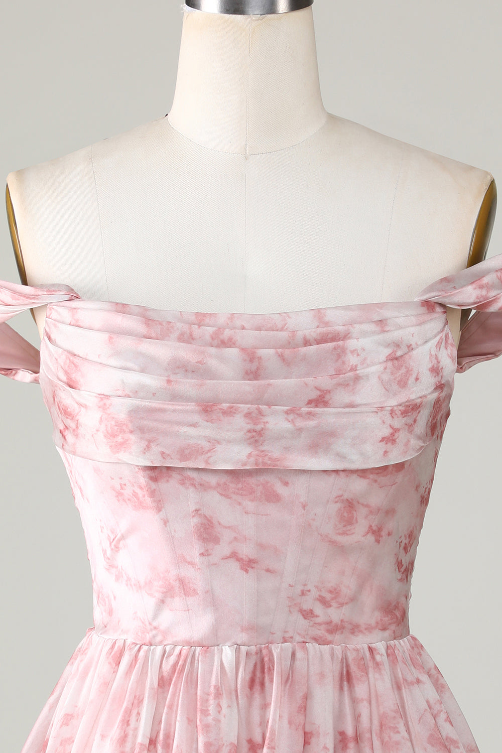 Blush Printed A-Line Homecoming Dress with Ruffles-Showprettydress
