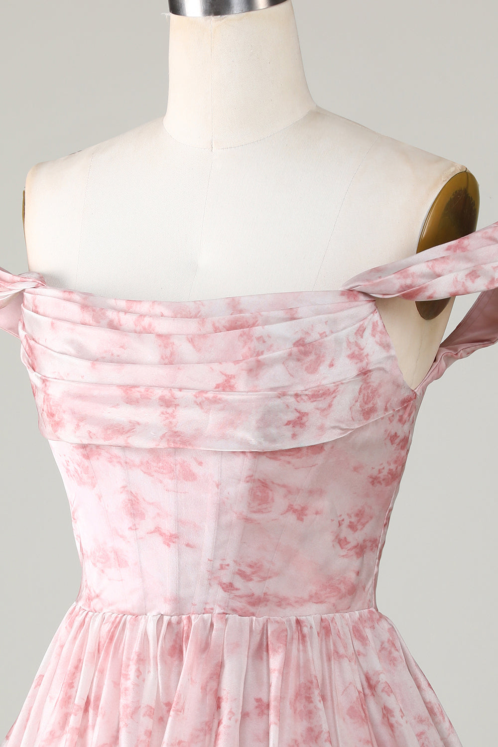 Blush Printed A-Line Homecoming Dress with Ruffles-Showprettydress