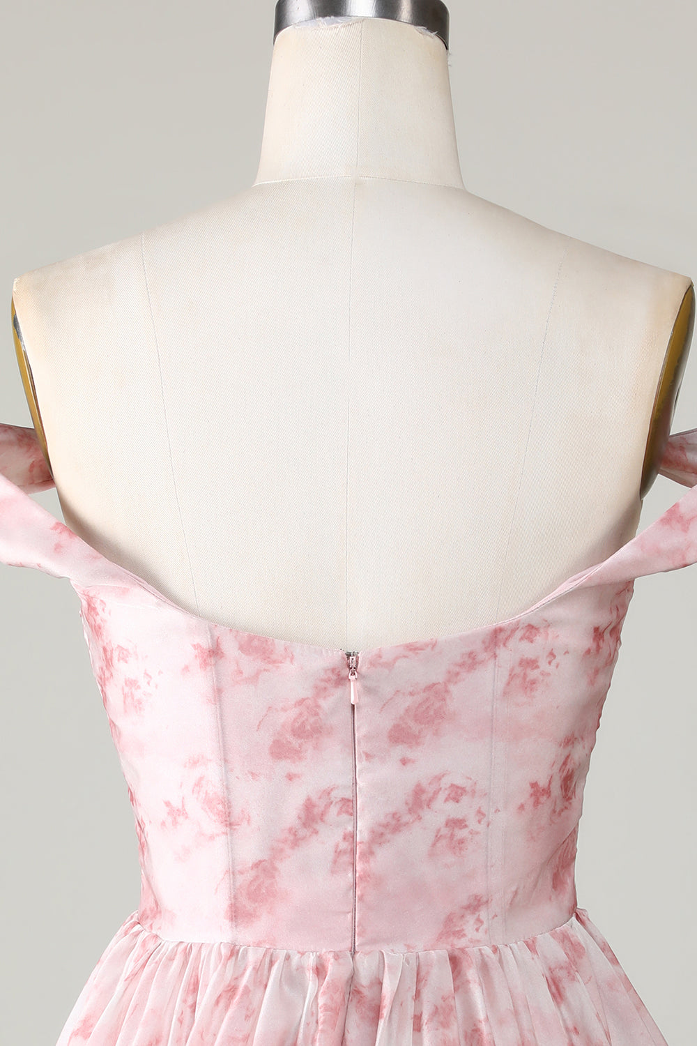 Blush Printed A-Line Homecoming Dress with Ruffles-Showprettydress