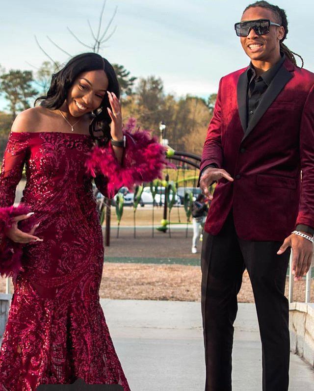 Burgundy Off Shoulder Sequins Sheath Long Sleeves Prom Dress with Feather-showprettydress