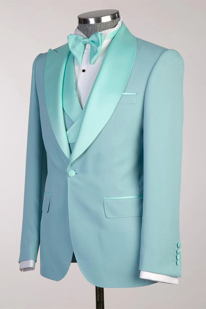 Mint Peaked Lapel 3-Piece Prom Suit