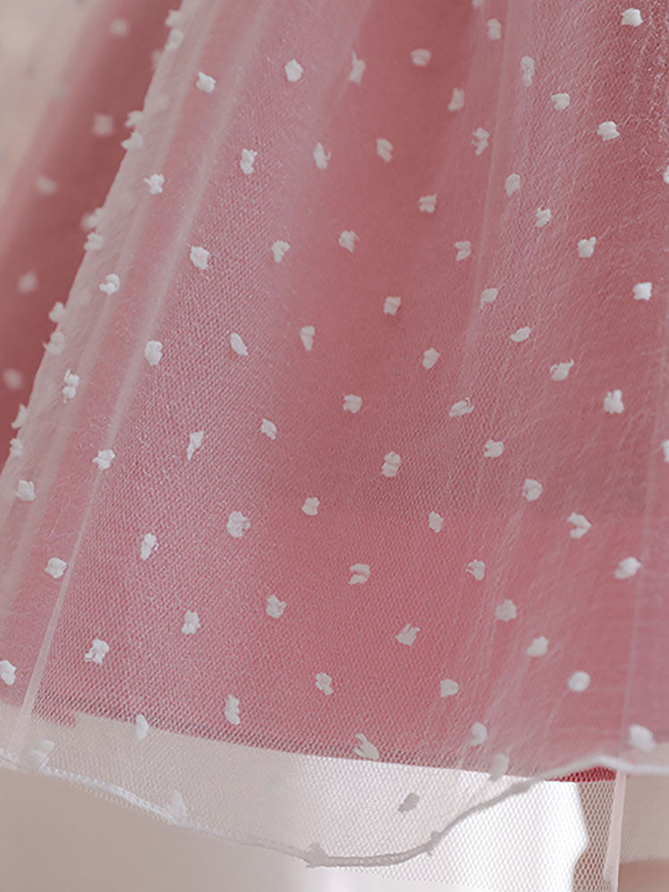 Cameo Brown Jewel Neck Short Sleeves Formal Kids Pageant flower girl dresses-showprettydress