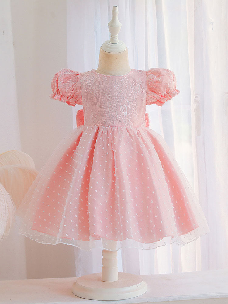 Cameo Brown Jewel Neck Short Sleeves Formal Kids Pageant flower girl dresses-showprettydress