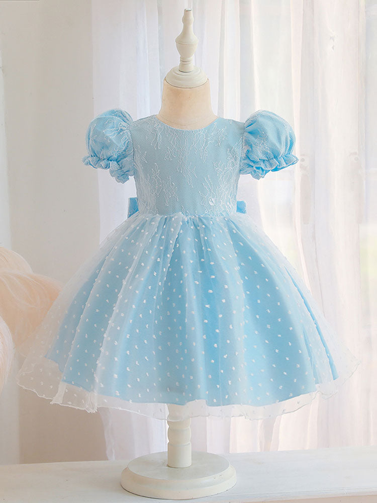 Cameo Brown Jewel Neck Short Sleeves Formal Kids Pageant flower girl dresses-showprettydress