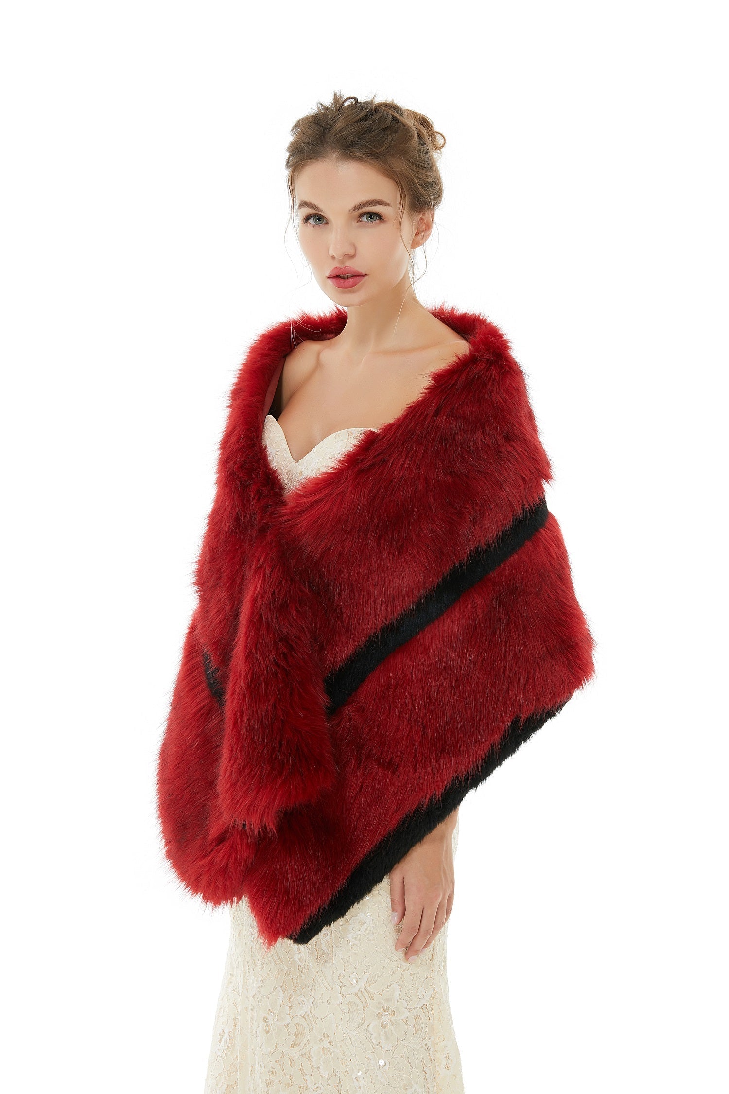 Carla - Winter Faux Fur Wedding Wrap-showprettydress