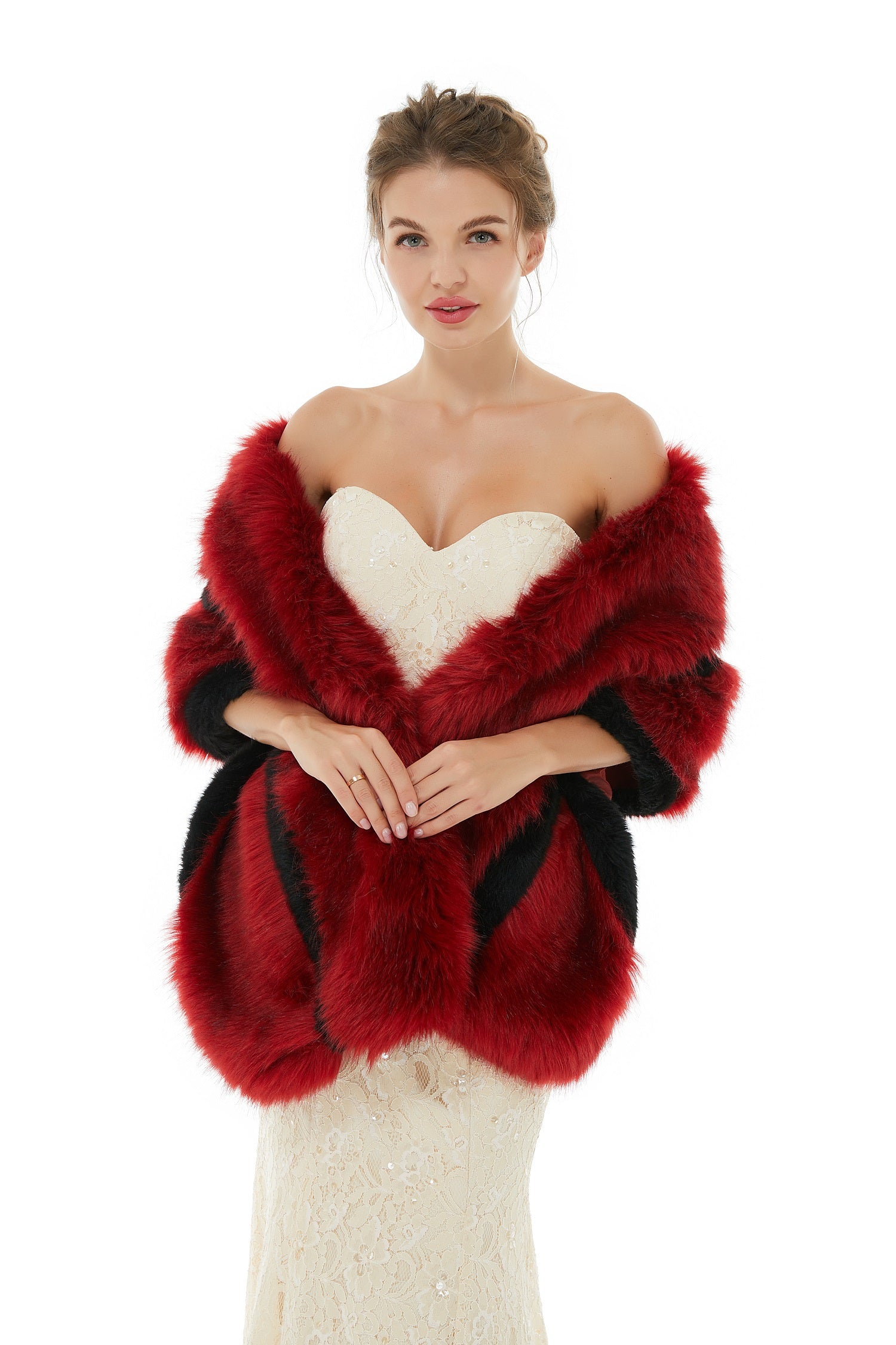 Carla - Winter Faux Fur Wedding Wrap-showprettydress