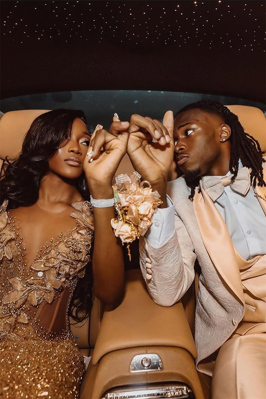 Champange Sleeveless Flowers Sequin Column Floor length Sparkle Prom Dresses-Showprettydress