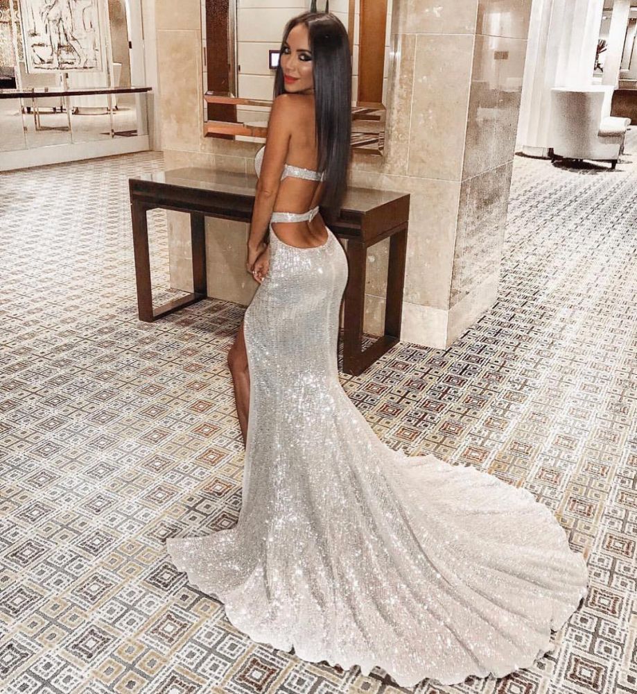 Charming Sweetheart Sleeveless Mermaid Front Split Prom Party Gowns-showprettydress