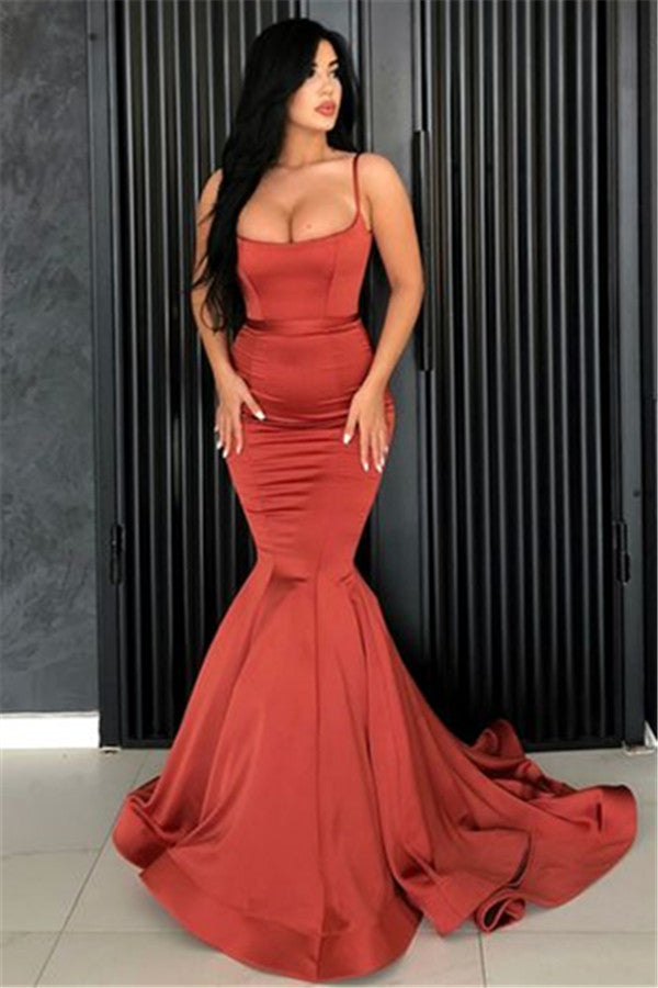 Chic Mermaid Spaghetti Straps Evening Dresses Long Affordable Evening Dresses On Sale-showprettydress