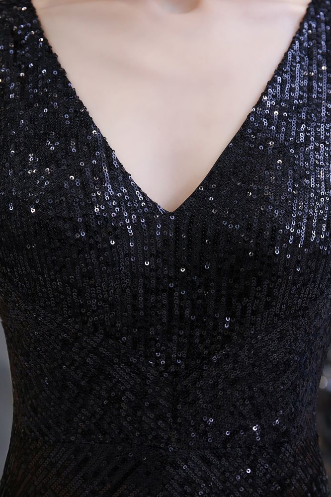 Chic Shining V-neck Silver Sequin Sleeveless Prom Jumpsuit-showprettydress