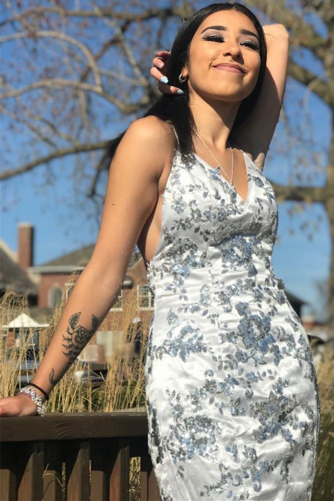 Chic Spaghetti Strap Lace Sleeveless Evening Gown Lace-Up Evening Dress-showprettydress