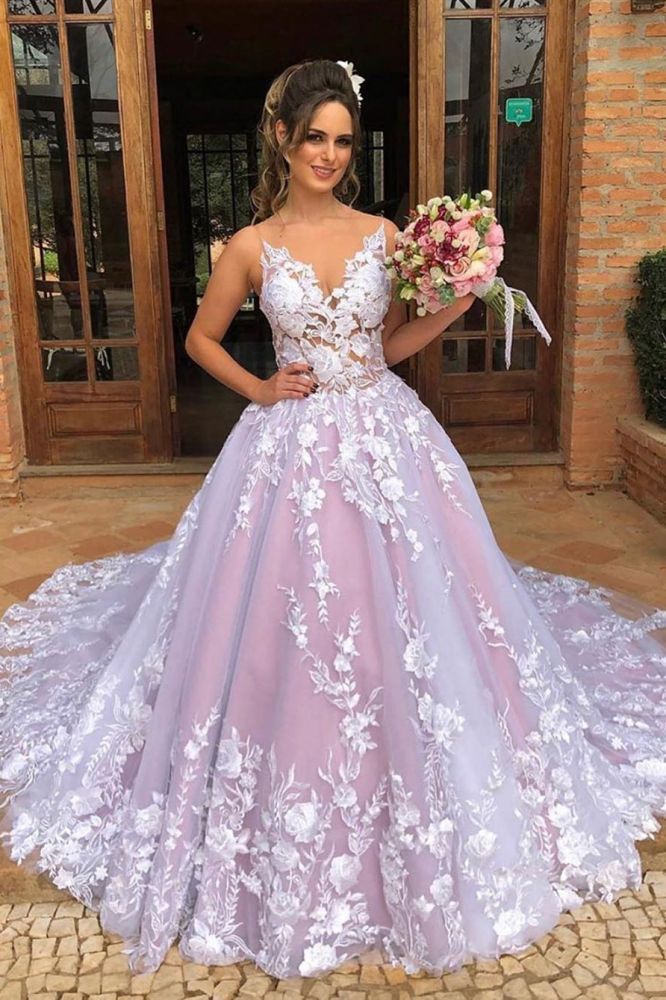 Chic Spaghetti Straps V-neck See Through Bodice Prom Party Gowns| Chic