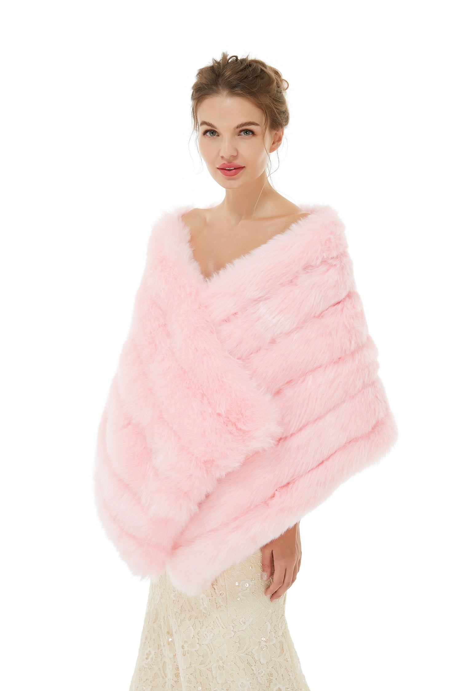 Chloe - Winter Faux Fur Wedding Wrap-showprettydress