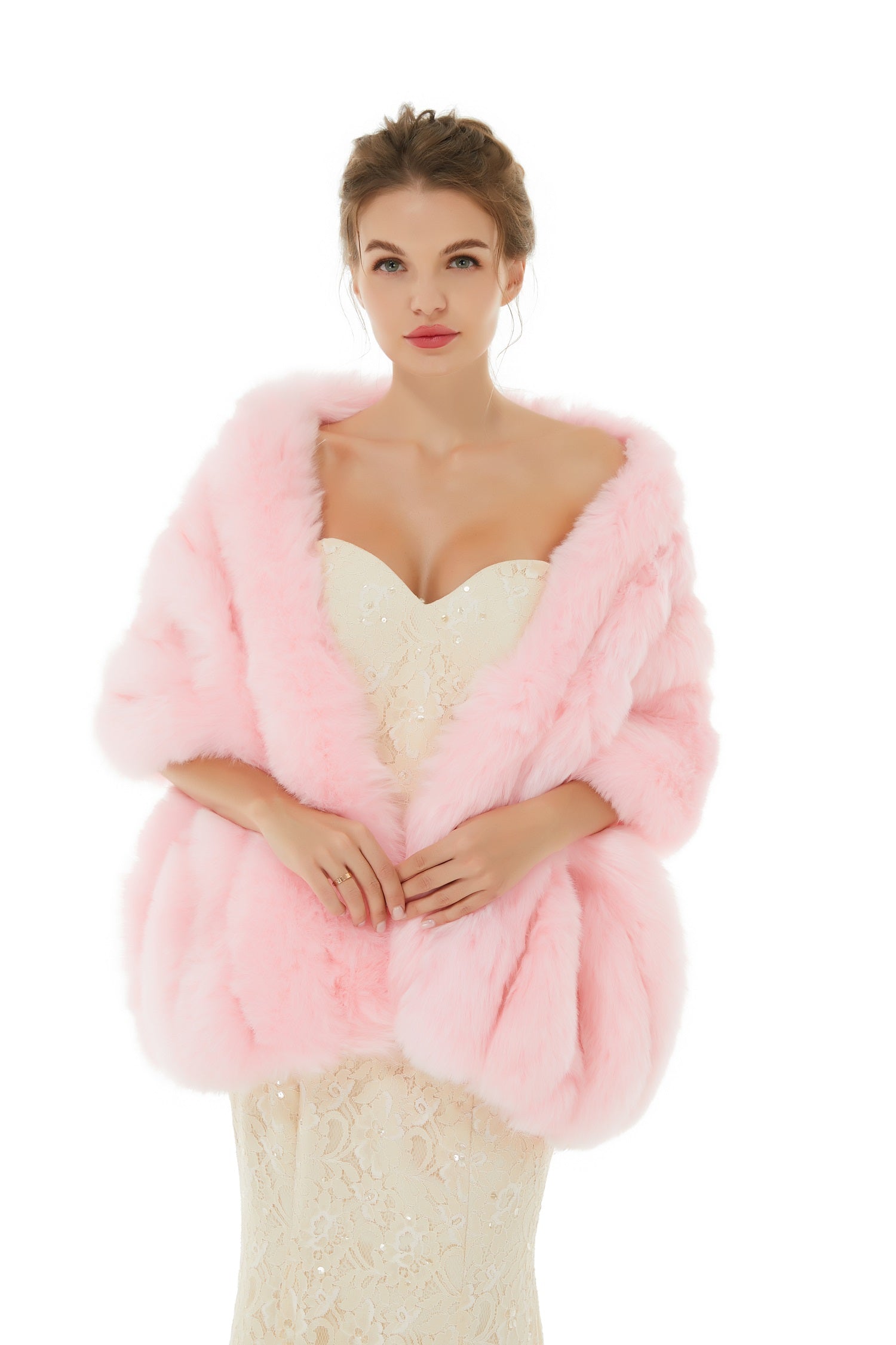 Chloe - Winter Faux Fur Wedding Wrap-showprettydress