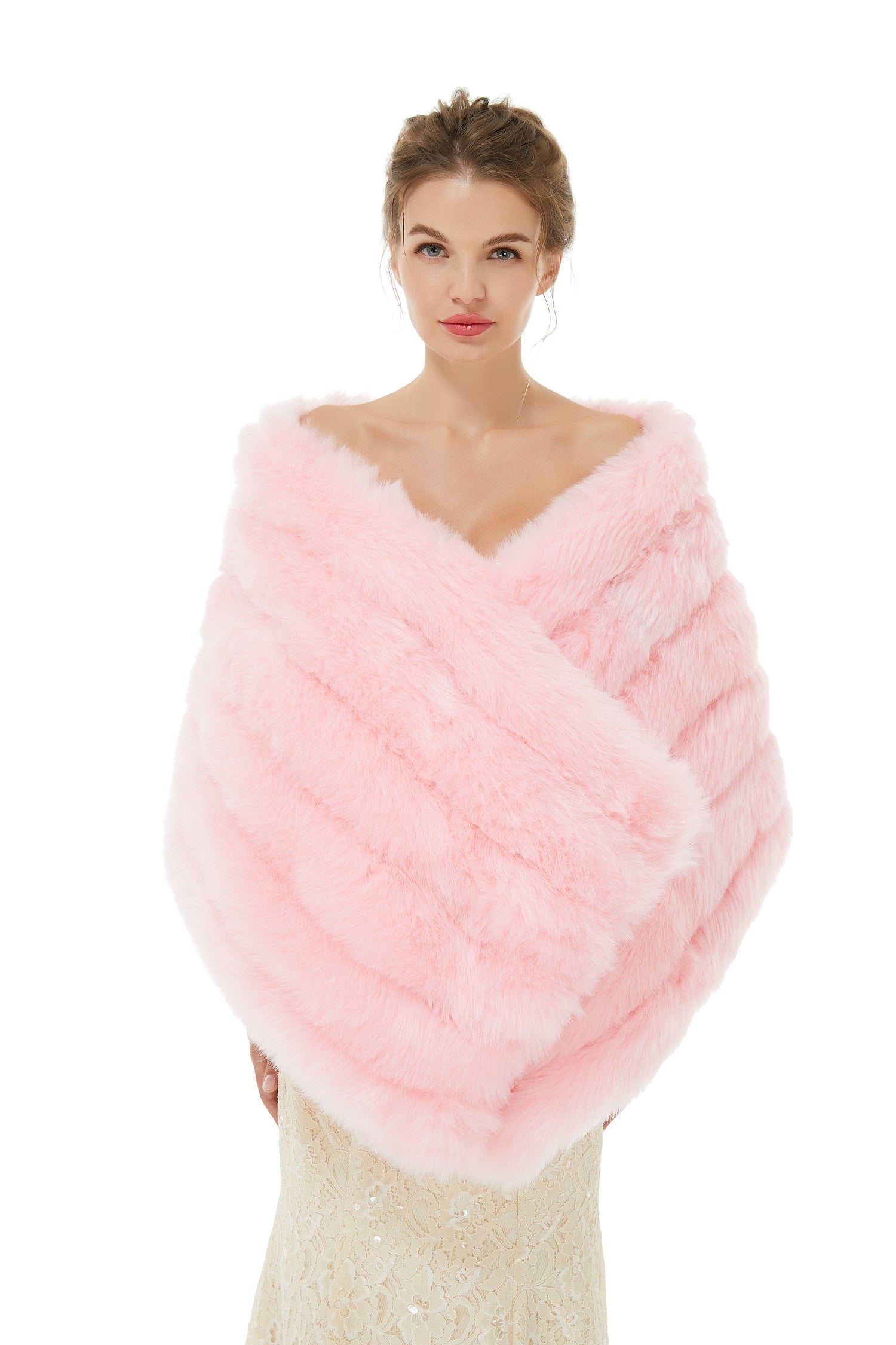 Chloe - Winter Faux Fur Wedding Wrap-showprettydress