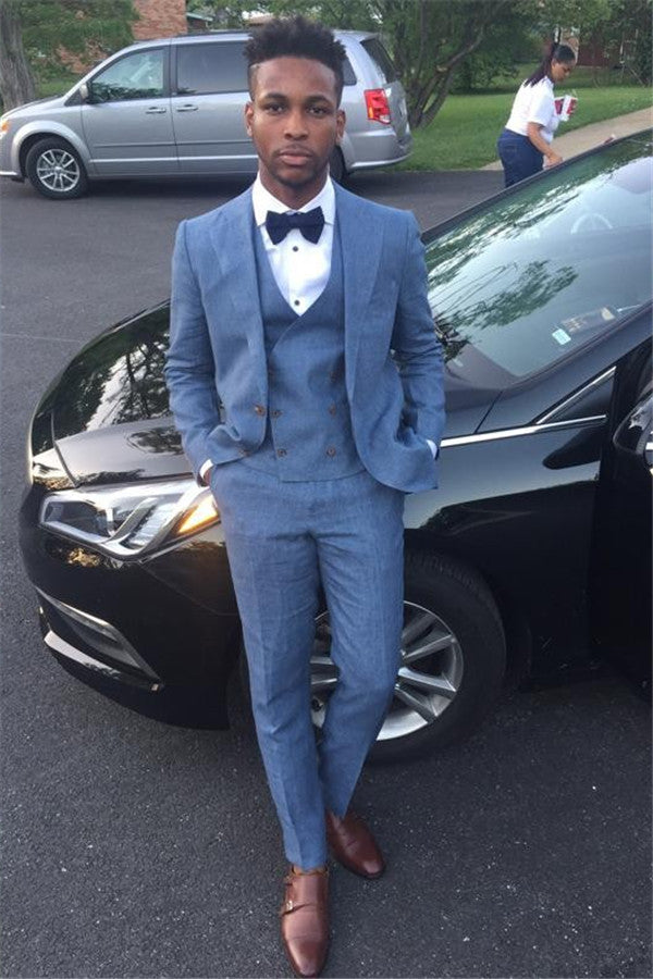 white christmas dresses Classic Blue Three Piece Best Man Prom Outfits