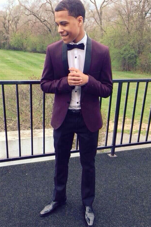 princess polly baby blue dress Classic Purple Men Suits Slim Fit Fit Prom Suit with Black Lapel